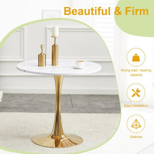 English Elm Round Tulip Pedestal Dining Table Mid Century Modern Bistro for Small Kitchens and Cafes W2920P495954