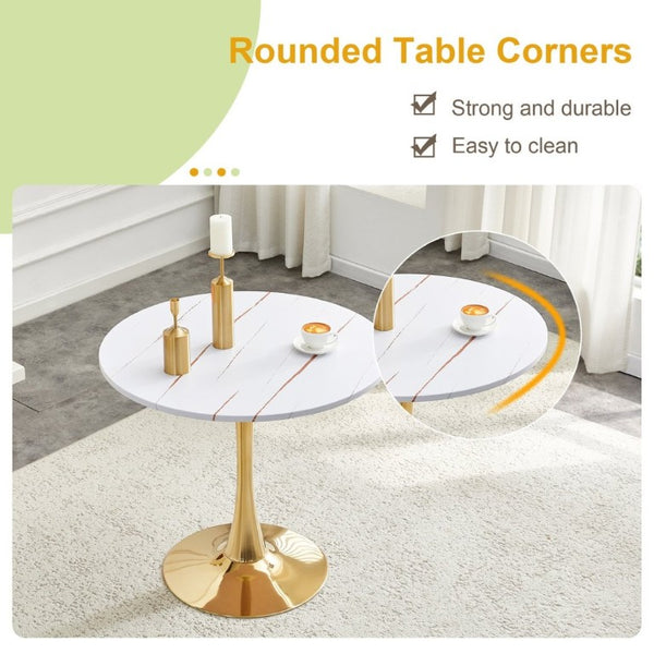 English Elm Round Tulip Pedestal Dining Table Mid Century Modern Bistro for Small Kitchens and Cafes W2920P495954