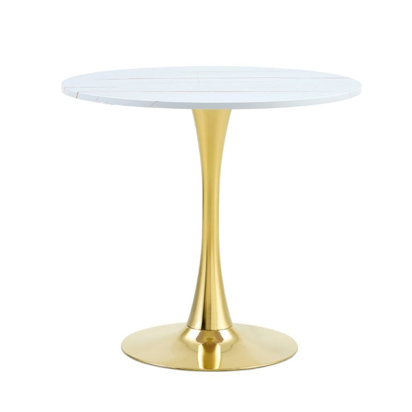 English Elm Round Tulip Pedestal Dining Table Mid Century Modern Bistro for Small Kitchens and Cafes W2920P495954