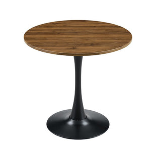English Elm Round Tulip Pedestal Dining Table Faux Walnut Mid Century Modern Bistro Compact W2920P495955