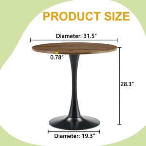 English Elm Round Tulip Pedestal Dining Table Faux Walnut Mid Century Modern Bistro Compact W2920P495955