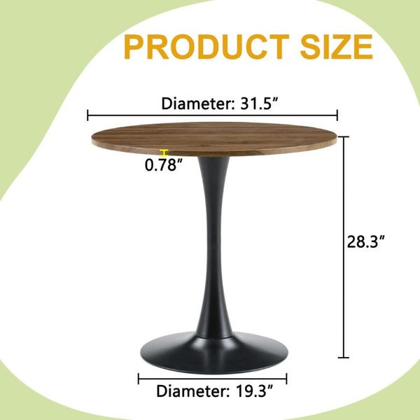 English Elm Round Tulip Pedestal Dining Table Faux Walnut Mid Century Modern Bistro Compact W2920P495955
