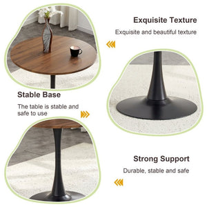 English Elm Round Tulip Pedestal Dining Table Faux Walnut Mid Century Modern Bistro Compact W2920P495955