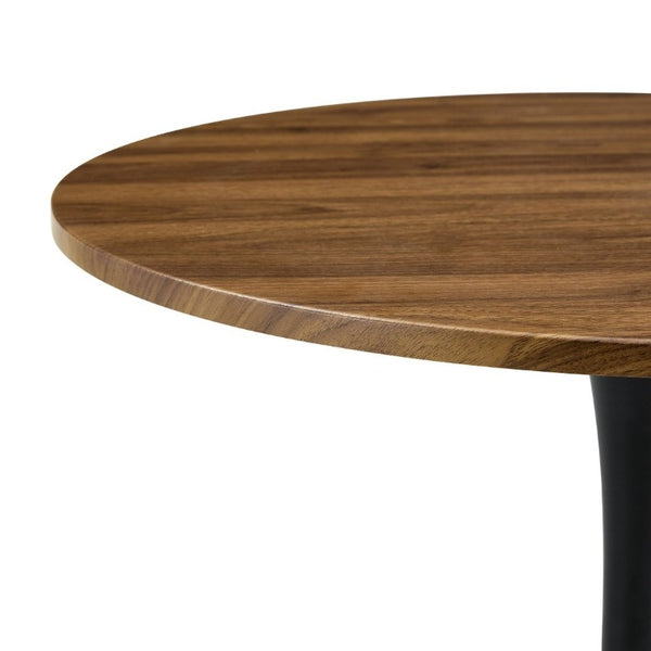 English Elm Round Tulip Pedestal Dining Table Faux Walnut Mid Century Modern Bistro Compact W2920P495955