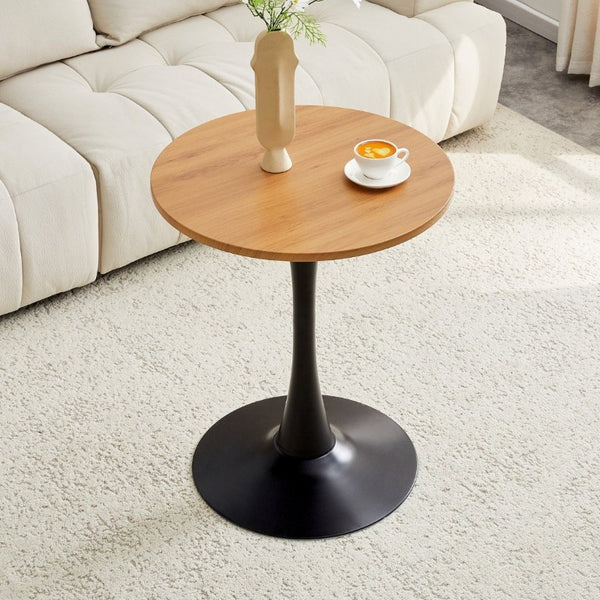 English Elm Round Tulip Pedestal Dining Table Mid Century Modern Bistro Style for Small Spaces W2920P495956
