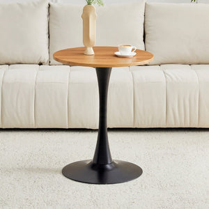English Elm Round Tulip Pedestal Dining Table Mid Century Modern Bistro Style for Small Spaces W2920P495956