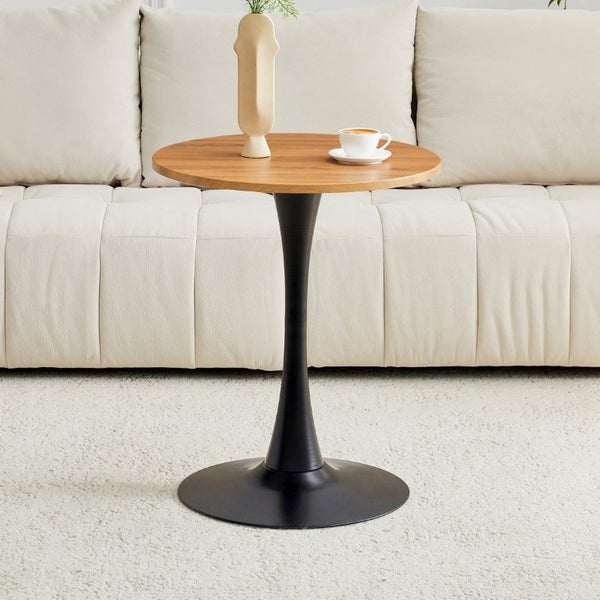 English Elm Round Tulip Pedestal Dining Table Mid Century Modern Bistro Style for Small Spaces W2920P495956