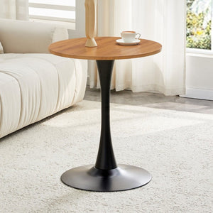 English Elm Round Tulip Pedestal Dining Table Mid Century Modern Bistro Style for Small Spaces W2920P495956