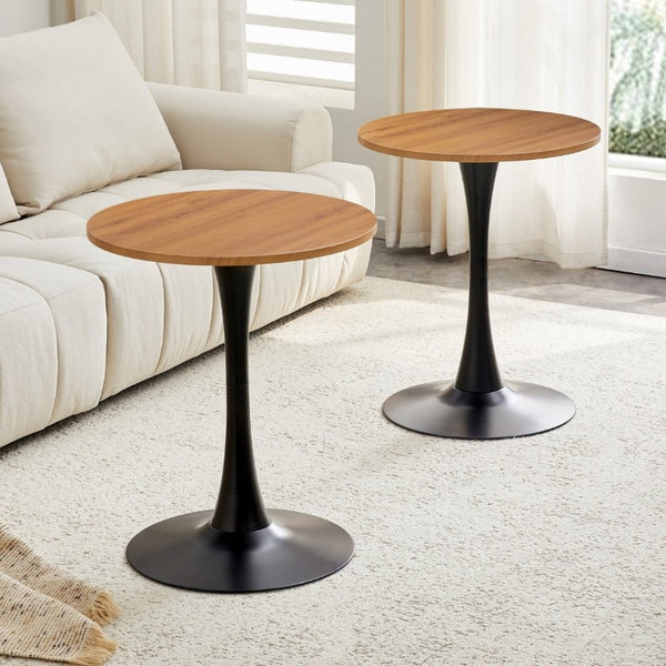 English Elm Round Tulip Pedestal Dining Table Mid Century Modern Bistro Style for Small Spaces W2920P495956
