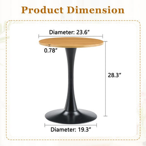 English Elm Round Tulip Pedestal Dining Table Mid Century Modern Bistro Style for Small Spaces W2920P495956