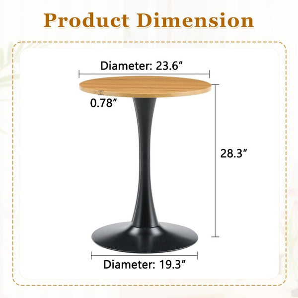English Elm Round Tulip Pedestal Dining Table Mid Century Modern Bistro Style for Small Spaces W2920P495956