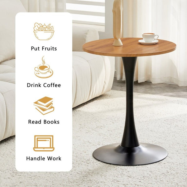 English Elm Round Tulip Pedestal Dining Table Mid Century Modern Bistro Style for Small Spaces W2920P495956
