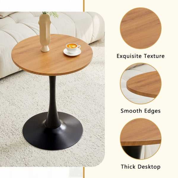 English Elm Round Tulip Pedestal Dining Table Mid Century Modern Bistro Style for Small Spaces W2920P495956