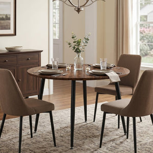 English Elm 3-In-1 Extendable Oval Dining Table Walnut MDF Top Steel Legs Seats up to 8 W2920P496516