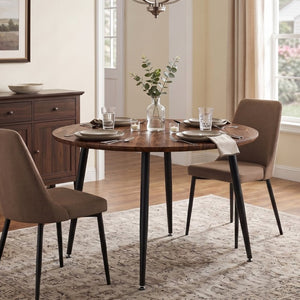 English Elm 3-In-1 Extendable Oval Dining Table Walnut MDF Top Steel Legs Seats up to 8 W2920P496516