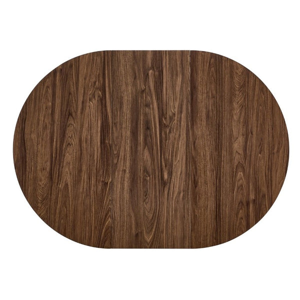 English Elm 3-In-1 Extendable Oval Dining Table Walnut MDF Top Steel Legs Seats up to 8 W2920P496516