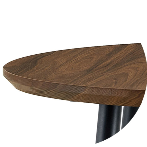 English Elm 3-In-1 Extendable Oval Dining Table Walnut MDF Top Steel Legs Seats up to 8 W2920P496516