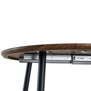 English Elm 3-In-1 Extendable Oval Dining Table Walnut MDF Top Steel Legs Seats up to 8 W2920P496516