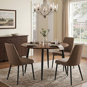 English Elm 3-In-1 Extendable Oval Dining Table Walnut MDF Top Steel Legs Seats up to 8 W2920P496516