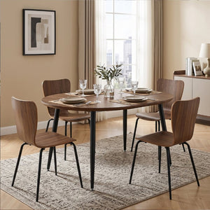 English Elm 3-In-1 Extendable Oval Dining Table Walnut MDF Top Steel Legs Seats up to 8 W2920P496516
