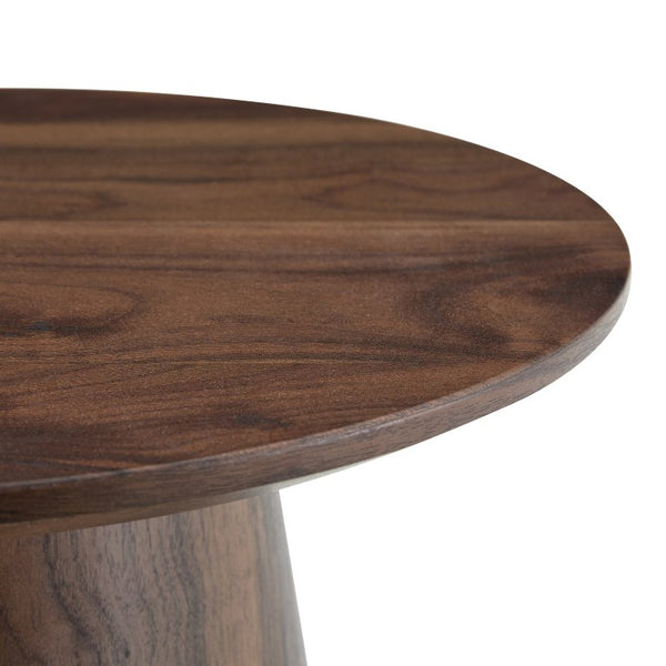 English Elm Walnut Grain Round Side Table Compact MDF Accent for Living Room or Bedroom Corner W2920P499489