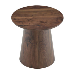 English Elm Walnut Grain Round Side Table Compact MDF Accent for Living Room or Bedroom Corner W2920P499489