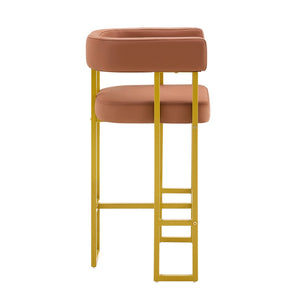 English Elm Modern Upholstered Counter Barstools Set of 2 with Gold Steel Frame and Cushioned Seat W2920P503346