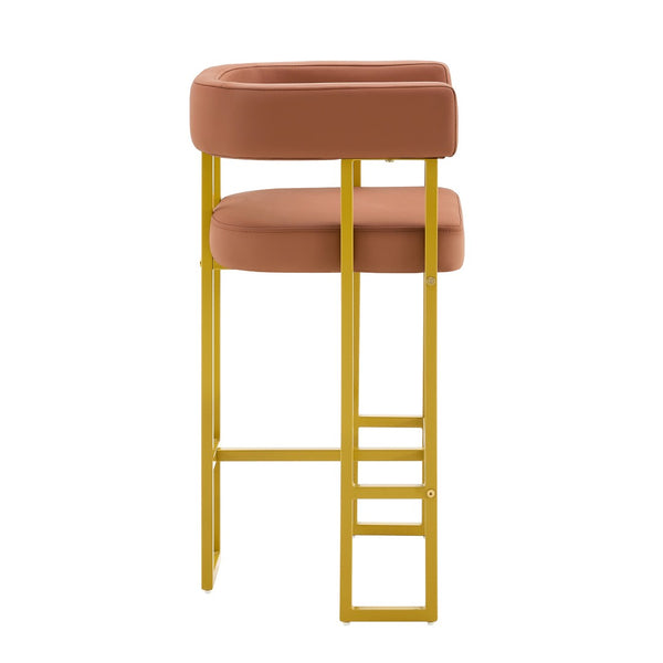 English Elm Modern Upholstered Counter Barstools Set of 2 with Gold Steel Frame and Cushioned Seat W2920P503346