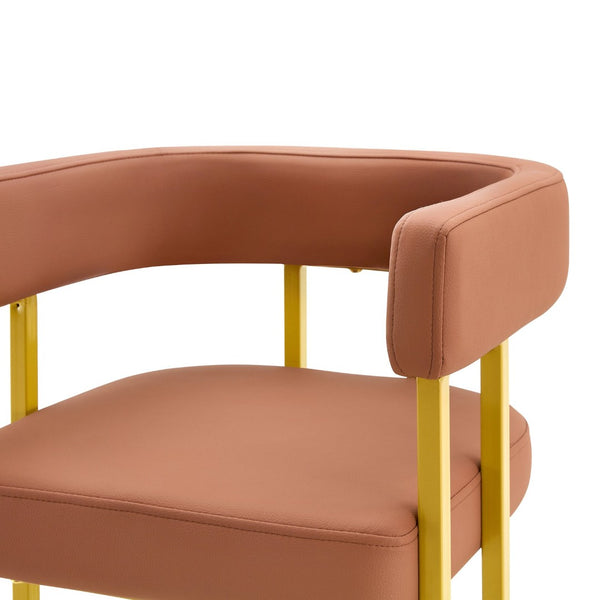 English Elm Modern Upholstered Counter Barstools Set of 2 with Gold Steel Frame and Cushioned Seat W2920P503346