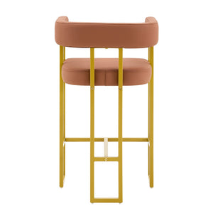 English Elm Modern Upholstered Counter Barstools Set of 2 with Gold Steel Frame and Cushioned Seat W2920P503346