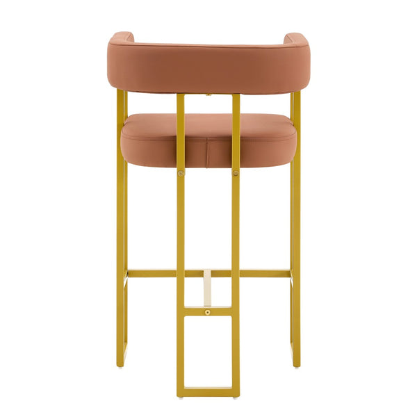 English Elm Modern Upholstered Counter Barstools Set of 2 with Gold Steel Frame and Cushioned Seat W2920P503346