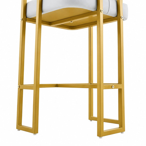 English Elm Modern Faux Leather Counter Barstools Set of 2 Gold Frame Upholstered Kitchen Seating W2920P503347