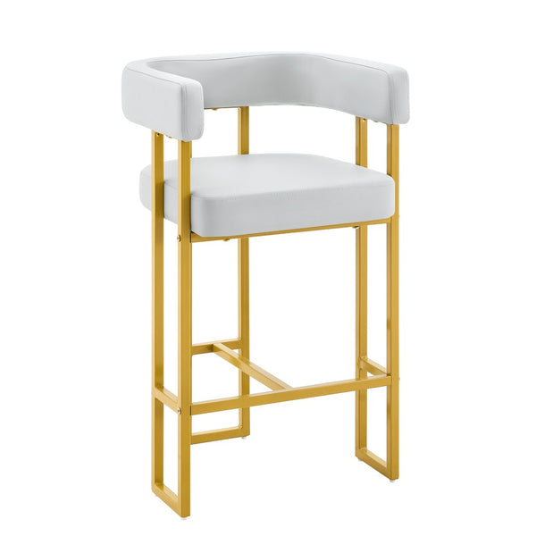 English Elm Modern Faux Leather Counter Barstools Set of 2 Gold Frame Upholstered Kitchen Seating W2920P503347