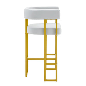 English Elm Modern Faux Leather Counter Barstools Set of 2 Gold Frame Upholstered Kitchen Seating W2920P503347