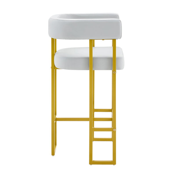 English Elm Modern Faux Leather Counter Barstools Set of 2 Gold Frame Upholstered Kitchen Seating W2920P503347