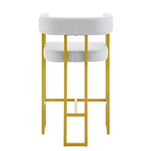English Elm Modern Faux Leather Counter Barstools Set of 2 Gold Frame Upholstered Kitchen Seating W2920P503347