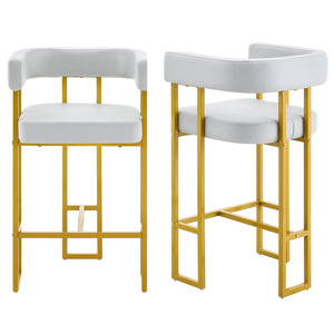 English Elm Modern Faux Leather Counter Barstools Set of 2 Gold Frame Upholstered Kitchen Seating W2920P503347