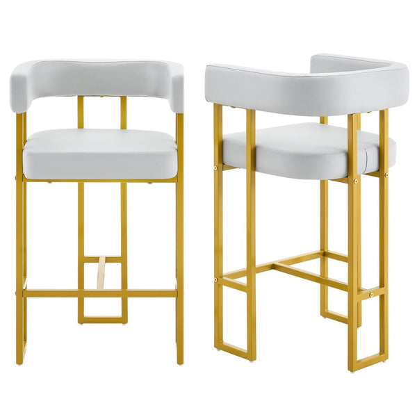 English Elm Modern Faux Leather Counter Barstools Set of 2 Gold Frame Upholstered Kitchen Seating W2920P503347