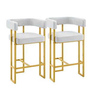 English Elm Modern Faux Leather Counter Barstools Set of 2 Gold Frame Upholstered Kitchen Seating W2920P503347