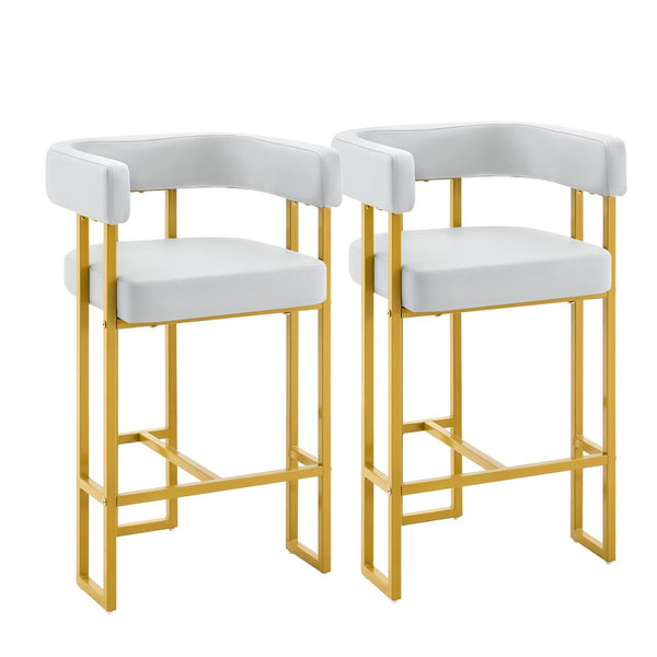 English Elm Modern Faux Leather Counter Barstools Set of 2 Gold Frame Upholstered Kitchen Seating W2920P503347
