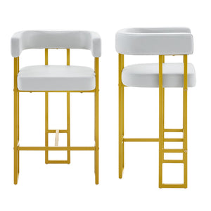 English Elm Modern Faux Leather Counter Barstools Set of 2 Gold Frame Upholstered Kitchen Seating W2920P503347