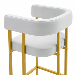 English Elm Modern Faux Leather Counter Barstools Set of 2 Gold Frame Upholstered Kitchen Seating W2920P503347