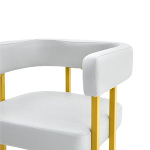 English Elm Modern Faux Leather Counter Barstools Set of 2 Gold Frame Upholstered Kitchen Seating W2920P503347