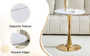 English Elm Round Tulip Bistro Dining Table Mid Century Pedestal Base for Compact Kitchen Spaces 23.6 inches White W2920P518653