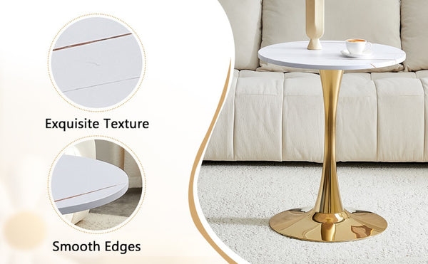 English Elm Round Tulip Bistro Dining Table Mid Century Pedestal Base for Compact Kitchen Spaces 23.6 inches White W2920P518653