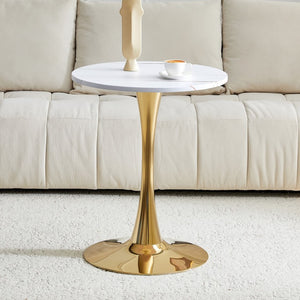 English Elm Round Tulip Bistro Dining Table Mid Century Pedestal Base for Compact Kitchen Spaces 23.6 inches White W2920P518653