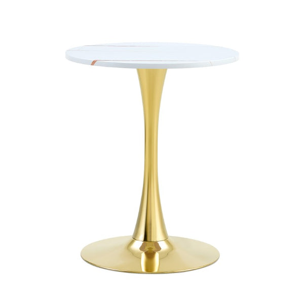 English Elm Round Tulip Bistro Dining Table Mid Century Pedestal Base for Compact Kitchen Spaces 23.6 inches White W2920P518653