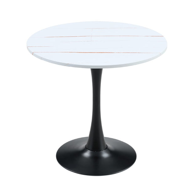 English Elm Round Tulip Bistro Dining Table Mid Century Pedestal Base for Compact Kitchen Spaces 31.5 inches White W2920P518709