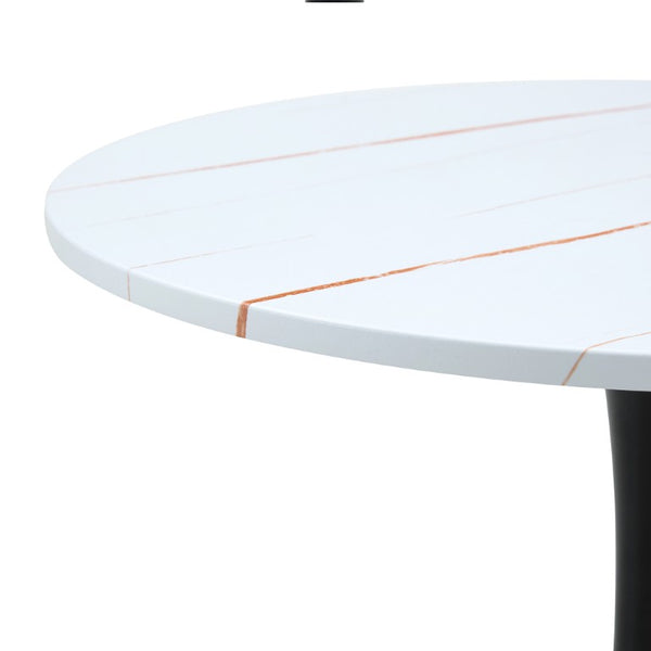 English Elm Round Tulip Bistro Dining Table Mid Century Pedestal Base for Compact Kitchen Spaces 31.5 inches White W2920P518709