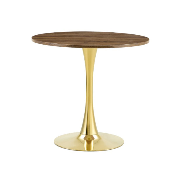 English Elm Round Tulip Bistro Dining Table Mid Century Pedestal Base for Compact Kitchen Spaces 31.5 inches Walnut W2920P518713